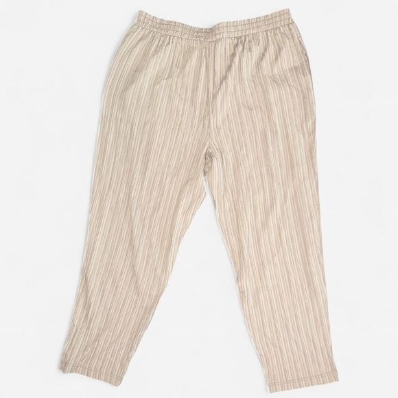 Tan Stripe Textured Lightweight Drawstring Pants - Picture 9 of 9